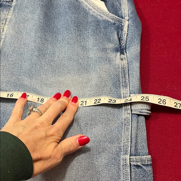 FiveBrother BIB OVERALL blue JEANS DENIM PANTS mens size 38 Baggy 90s grunge rip - Picture 14 of 16